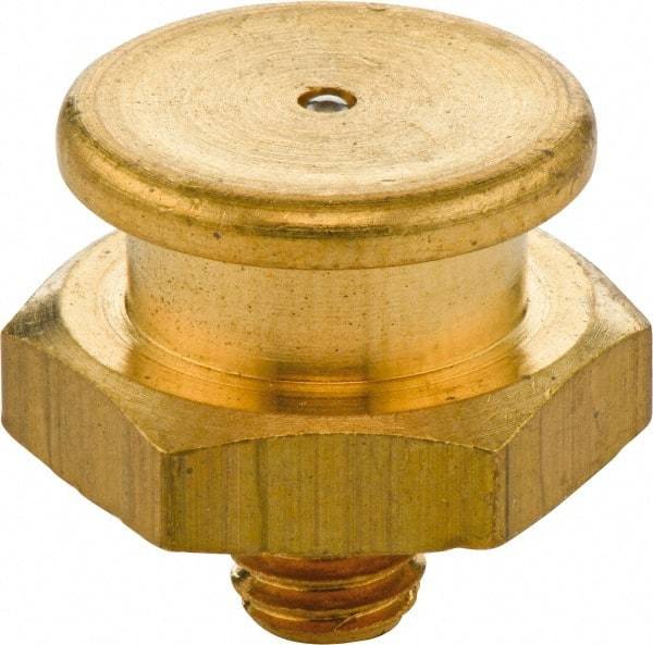 Umeta - Straight Head Angle, M8x1 Metric Brass Button-Head Grease Fitting - 17mm Hex, 17mm Overall Height - Best Tool & Supply