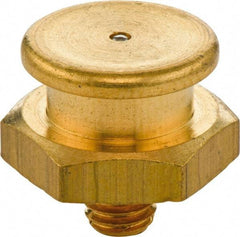 Umeta - Straight Head Angle, M8x1.25 Metric Brass Button-Head Grease Fitting - 17mm Hex, 17mm Overall Height - Best Tool & Supply