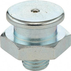 Umeta - Straight Head Angle, 3/8 BSPP Stainless Steel Button-Head Grease Fitting - 17mm Hex, 18mm Overall Height - Best Tool & Supply