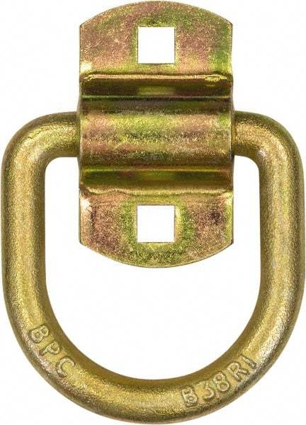 Buyers Products - Steel with Galvanized Zinc Coating D-Ring with 2-Hole Mounting Bracket - 3-1/2" Long, Yellow, For Use with Cargo Control - Best Tool & Supply