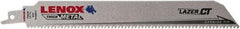 Lenox - 9" Long x 1" Thick, Bi-Metal Reciprocating Saw Blade - Tapered Profile, 8 TPI, Toothed Edge, Tang Shank - Best Tool & Supply