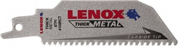 Lenox - 4" Long x 1" Thick, Bi-Metal Reciprocating Saw Blade - Tapered Profile, 8 TPI, Toothed Edge, Tang Shank - Best Tool & Supply