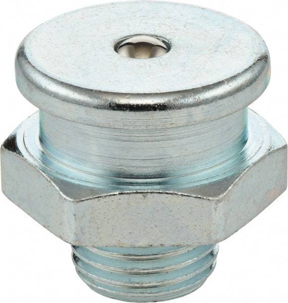 Umeta - Straight Head Angle, 1/2-14 BSPP Steel Button-Head Grease Fitting - 22mm Hex, 21.5mm Overall Height - Best Tool & Supply