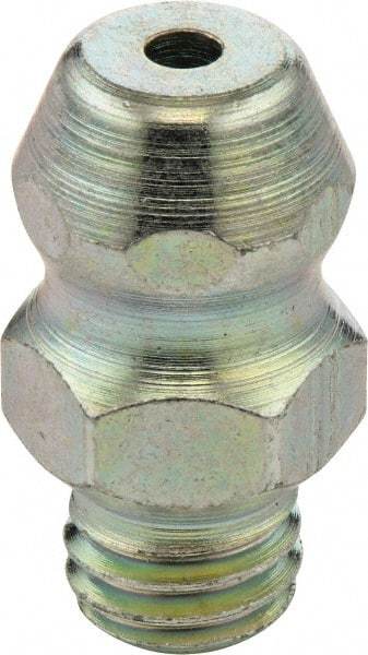 Umeta - Straight Head Angle, M6x1.0 UNF-2A Steel Standard Grease Fitting - 1/2" Overall Height - Best Tool & Supply