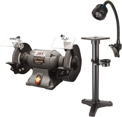 Jet - 10" Wheel Diam x 1" Wheel Width, 1-1/2 hp Grinder - 1" Arbor Hole Diam, 1 Phase, 1,720 Max RPM, 115 Volts - Best Tool & Supply