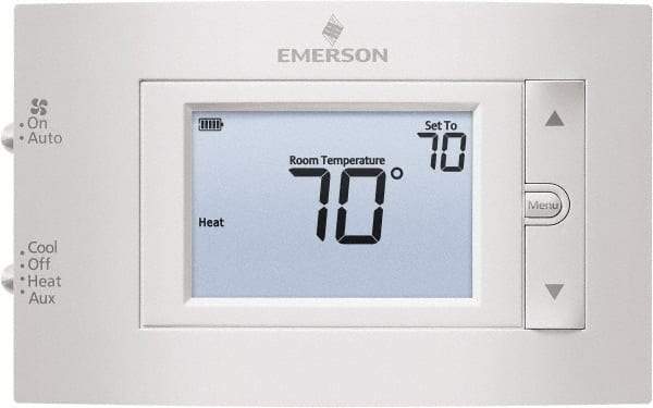 White-Rodgers - 50 to 99°F, 2 Heat, 1 Cool, Digital Nonprogrammable Heat Pump Thermostat - 20 to 30 Volts, 1.77" Inside Depth x 1.77" Inside Height x 5-1/4" Inside Width, Horizontal Mount - Best Tool & Supply