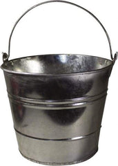 Funnel King - 12 Qt, 10" High, Galvanized Steel Round Silver Single Pail - Handle Included, 11-1/2" Top Diam - Best Tool & Supply