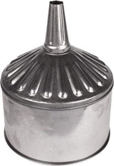 Funnel King - 8 Qt Capacity Galvanized Steel Funnel - 9-5/8" Mouth OD, 1" Tip OD, 3-1/2" Straight Spout, Silver - Best Tool & Supply