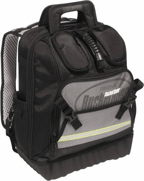 Bucket Boss - 24 Pocket Black, Yellow & Gray Ballistic Polyester Tool Bag - 14" Wide x 10" Deep x 18" High - Best Tool & Supply