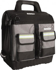 Bucket Boss - 16 Pocket Black, Yellow & Gray Ballistic Polyester Tool Bag - 14" Wide x 11" Deep x 14" High - Best Tool & Supply