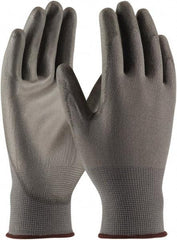 PRO-SAFE - Size S (7) Polyurethane Coated Polyester Blend Work Gloves - Palm & Fingers Coated, Knit Wrist Cuff, Full Fingered, Gray/Gray, Ambidextrous - Best Tool & Supply