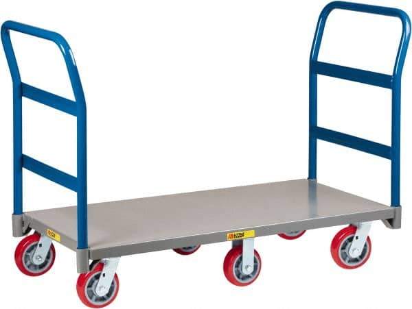 Little Giant - 3,600 Lb Capacity Steel 6-Wheeled Platform Truck - Steel Deck, 36" OAW, 60" Platform Length x 9" Platform Height, Polyurethane Casters - Best Tool & Supply