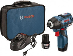 Bosch - 12 Volt, 1/4" Drive, 975 In/Lb Torque, Cordless Impact Driver - 2600 RPM, 2 Lithium-Ion Batteries Included - Best Tool & Supply