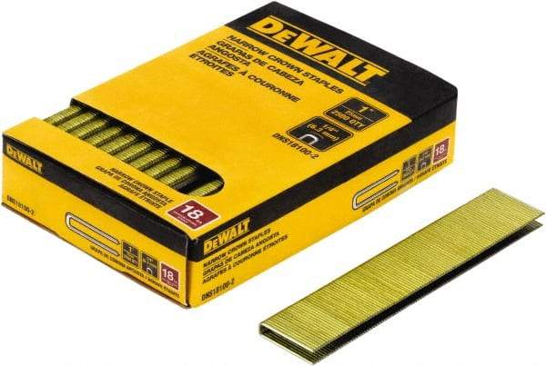 DeWALT - 1" Long x 1/4" Wide, 18 Gauge Crowned Construction Staple - Steel, Copper Finish, Chisel Point - Best Tool & Supply