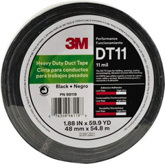 3M - 2" x 54.8m Silver Duct Tape - 11 mil, Rubber Adhesive, Polyethylene Film Backing, Series DT11 - Best Tool & Supply