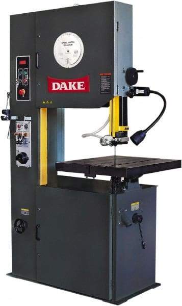 Dake - 26" Throat Capacity, Variable Speed Pulley Vertical Bandsaw - 50 to 415 & 550 to 5,000 SFPM, 3 hp, Three Phase - Best Tool & Supply