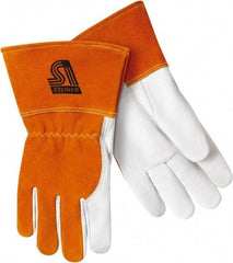 Steiner - Size 2XL Cotton Lined Goatskin Welding Glove - Gauntlet Cuff, Straight Thumb, Thumb Strap, For MIG - Best Tool & Supply