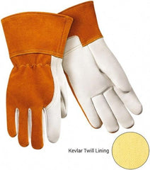 Steiner - Size M Kevlar Lined Cowhide Welding Glove - Gauntlet Cuff, Straight Thumb, For MIG - Best Tool & Supply