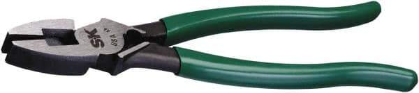 SK - 8-3/4" OAL, 2-3/4" Jaw Length, Side Cutting Flared Tip Pliers - Cutter Jaw, Vinyl Coated Handles - Best Tool & Supply