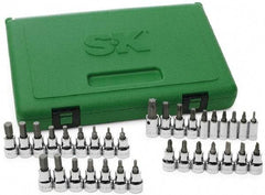 SK - 33 Piece, Screwdriver Bit Set - T10 to T55 Torx, 1/8 to 3/8, 2 to 10 Hex, #4 to 6 Slotted, #1 to 3 Phillips & #2 Pozidriv - Best Tool & Supply