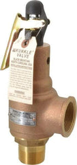 Midwest Control - 1-1/4" Inlet, 1-1/2" Outlet, ASME Safety Relief Valve - 150 Max psi, Bronze, 1,602 Cubic' per Min - Best Tool & Supply