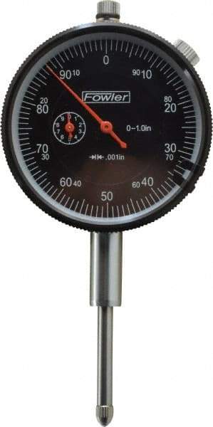 Fowler - 1" Range, 0-100 (Continuous), 0-50-0 (Balanced) Dial Reading, 0.001" Graduation Dial Drop Indicator - 2-1/4" Dial, 1mm Range per Revolution, Revolution Counter - Best Tool & Supply