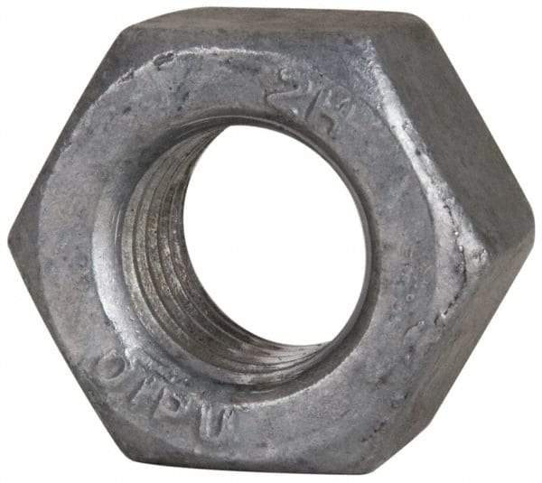 Value Collection - 3/4-10 UNC Steel Right Hand Heavy Hex Nut - 1-1/4" Across Flats, 47/64" High, Hot Dipped Galvanized Finish - Best Tool & Supply