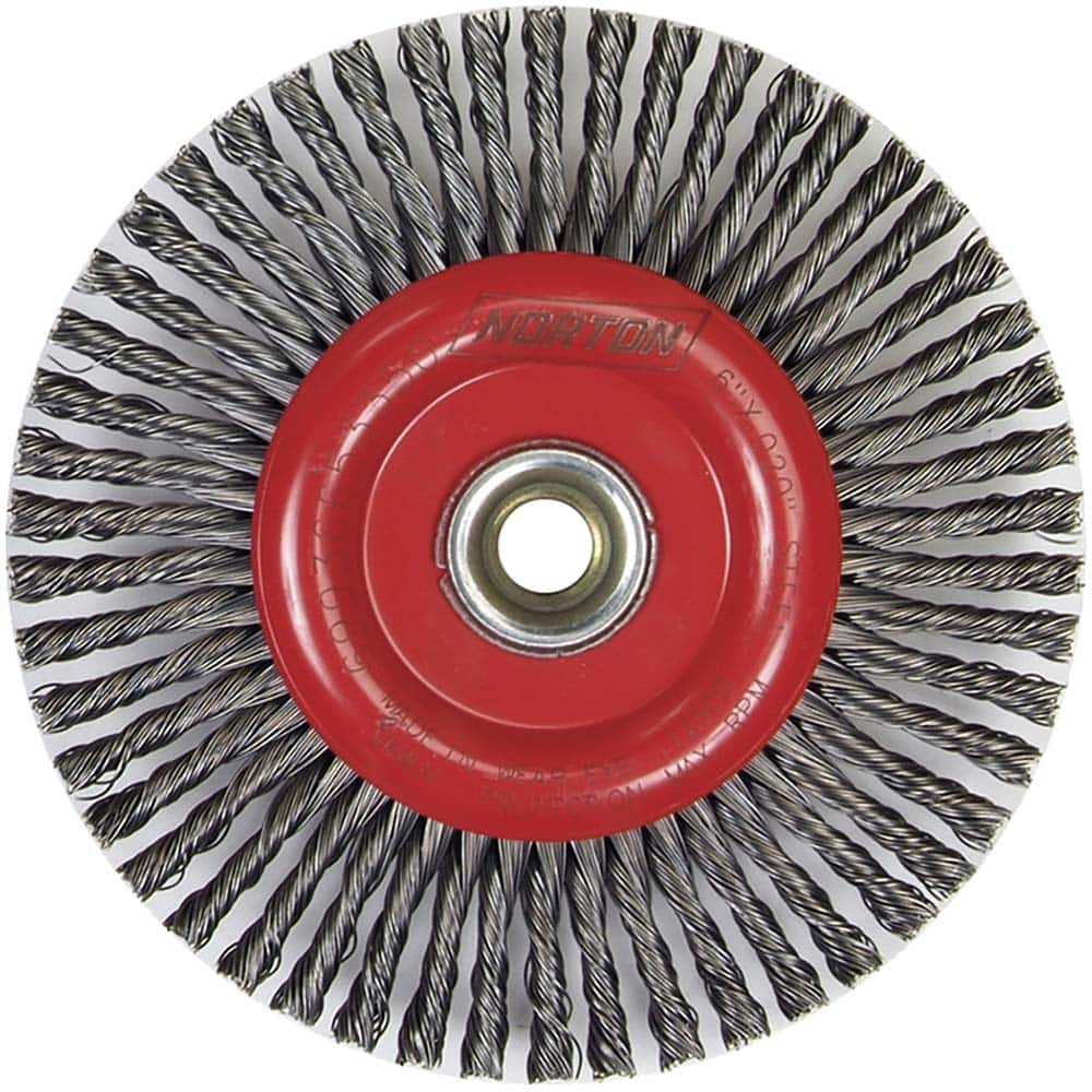 Norton - 6-7/8" OD, 5/8-11 Arbor Hole, Stringer Bead Carbon Wheel Brush - Best Tool & Supply