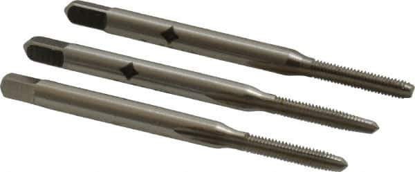 Cleveland - #3-56 UNF, 3 Flute, Bottoming, Plug & Taper, Bright Finish, High Speed Steel Tap Set - Right Hand Cut, 1-13/16" OAL, 1/2" Thread Length - Best Tool & Supply