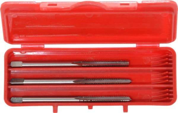 Cleveland - #6-32 UNC, 3 Flute, Bottoming, Plug & Taper, Bright Finish, High Speed Steel Tap Set - Right Hand Cut, 50.8mm OAL, 0.38" Thread Length - Best Tool & Supply