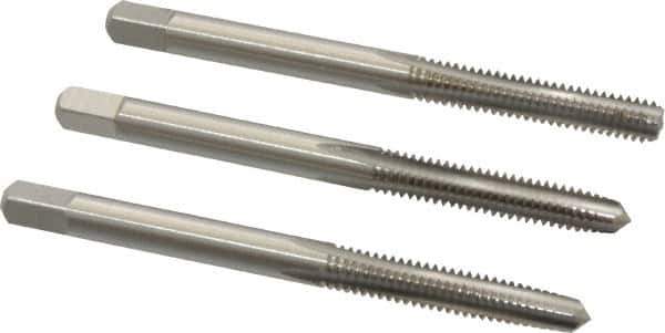 Cleveland - #8-32 UNC, 4 Flute, Bottoming, Plug & Taper, Bright Finish, High Speed Steel Tap Set - Right Hand Cut, 2-1/8" OAL, 0.38" Thread Length - Best Tool & Supply