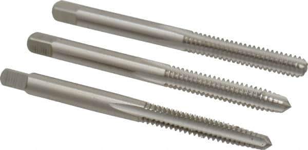 Cleveland - #10-24 UNC, 3 Flute, Bottoming, Plug & Taper, Bright Finish, High Speed Steel Tap Set - Right Hand Cut, 2-3/8" OAL, 1/2" Thread Length - Best Tool & Supply