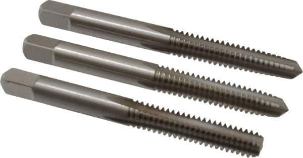 Cleveland - 1/4-20 UNC, 4 Flute, Bottoming, Plug & Taper, Bright Finish, High Speed Steel Tap Set - Right Hand Cut, 63.5mm OAL, 0.63" Thread Length - Best Tool & Supply