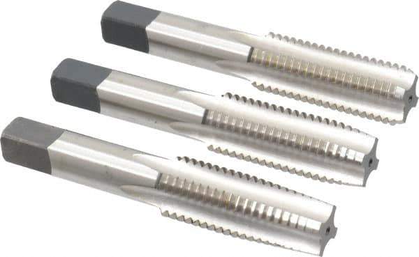 Cleveland - 3/4-10 UNC, 4 Flute, Bottoming, Plug & Taper, Bright Finish, High Speed Steel Tap Set - Right Hand Cut, 107.95mm OAL, 1.22" Thread Length - Exact Industrial Supply