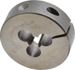 Cle-Line - 1/4-28 UNF Thread, 1-1/2" Outside Diam High Speed Steel Round Die - 1/2" Thick, Right Hand Thread, Adjustable - Exact Industrial Supply