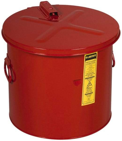 Justrite - 8 Gallon Capacity, Coated Steel, Red Dip Tank - 14-1/4 Inch High x 15-5/8 Inch Diameter, Includes Fusible Link - Best Tool & Supply