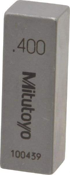 Mitutoyo - 0.4" Rectangular Steel Gage Block - Accuracy Grade AS-1, Includes Certificate of Inspection - Best Tool & Supply