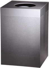 Rubbermaid - 40 Gal Silver Square Decorative Waste Receptacle With Top - Steel, 30" High x 476.25mm Long x 476.25mm Wide - Best Tool & Supply