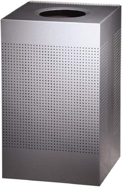 Rubbermaid - 20 Gal Silver Square Decorative Waste Receptacle With Top - Steel, 30" High x 476.25mm Long x 476.25mm Wide - Best Tool & Supply