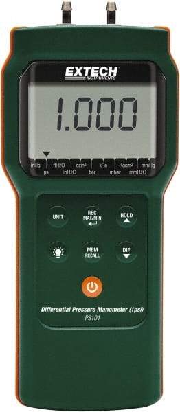 Extech - 1 Max psi, 0.3% Accuracy, Differential Pressure Manometer - Best Tool & Supply