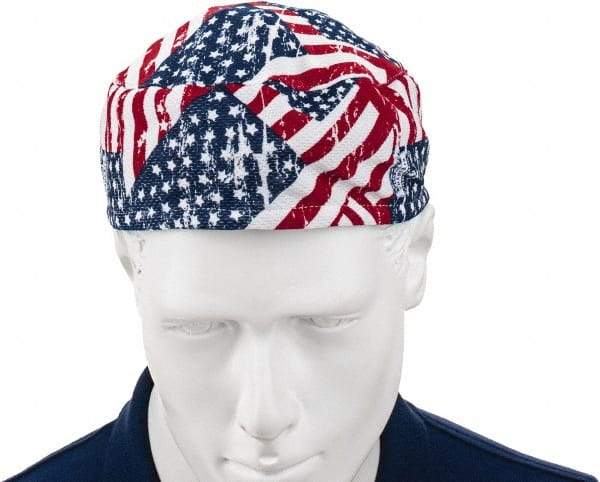 Ergodyne - Size Universal Cooling Skull Cap - Polyester, Blue, Red & White, Flag Pattern - Best Tool & Supply