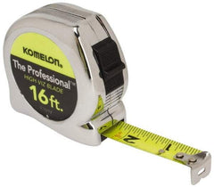 Komelon - 16' x 3/4" Yellow Blade Tape Measure - 1/16" Graduation, Inch Graduation Style, Silver Case - Best Tool & Supply