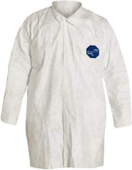 Dupont - Size M White Disposable Chemical Resistant Lab Coat - Tyvek, Snap Front, Open Cuff - Best Tool & Supply