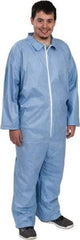 Dupont - Size L FR Disposable Flame Resistant/Retardant Coveralls - Blue, Zipper Closure, Open Cuffs, Open Ankles, Serged Seams - Best Tool & Supply