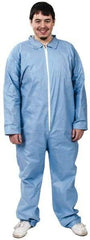 Dupont - Size XL FR Disposable Flame Resistant/Retardant Coveralls - Blue, Zipper Closure, Open Cuffs, Open Ankles, Serged Seams - Best Tool & Supply