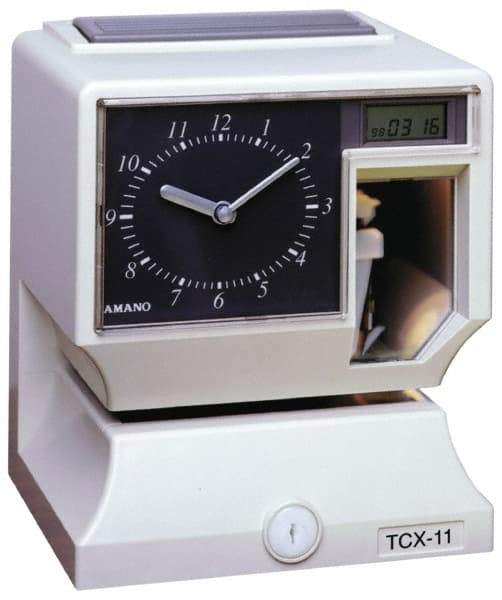 Amano - 110 VAC, Dial,Digital Plastic Manual and Automatic Time Clock and Recorder - 6-3/4 Inch Wide x 6-1/4 Inch Deep x 8-1/4 Inch High, White, UL and CUL Listed - Best Tool & Supply