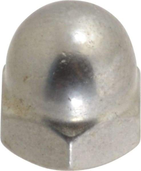 Value Collection - #10-32 UNF, 3/8" Width Across Flats, Uncoated, Stainless Steel Acorn Nut - 25/64" Overall Height, Grade 18-8 - Best Tool & Supply