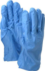 SHOWA - Size 2XL (11), 12" Long, 9 mil Thick, Nitrile Chemical Resistant Gloves - Textured Finish, Rolled Cuff, ANSI Abrasion Level 0, ANSI Cut Level 0, ANSI Puncture Level 1, Blue, FDA Approved - Best Tool & Supply