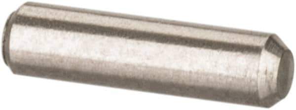 Value Collection - 1/16" Diam x 1/4" Pin Length 316 Stainless Steel Standard Dowel Pin - Bright Finish, 2 Beveled End - Best Tool & Supply