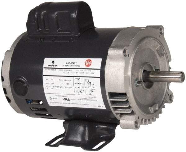 US Motors - 1-1/2 Max hp, 3,600 Max RPM, Single Cap Start Electric AC DC Motor - 115/208-230 V Input, Single Phase, 56HC Frame, 5/8" Shaft Diam, C-Face/Base Mount, ODP Enclosure - Best Tool & Supply